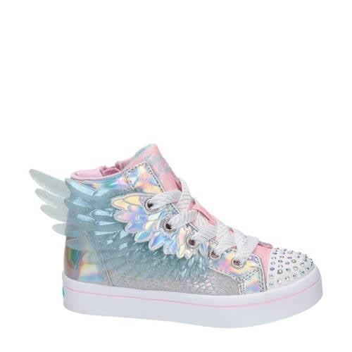 Skechers Twinkle Toes hoge sneakers met lichtjes zilver Meisjes Imitat...