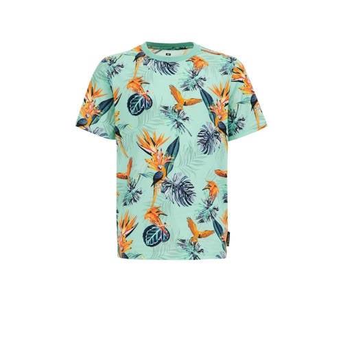 WE Fashion T-shirt met all over print groen/groen/blauw Jongens Katoen...