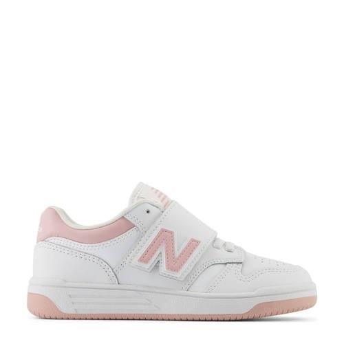 New Balance 480 V1 sneakers wit/roze Jongens/Meisjes Leer Effen - 32