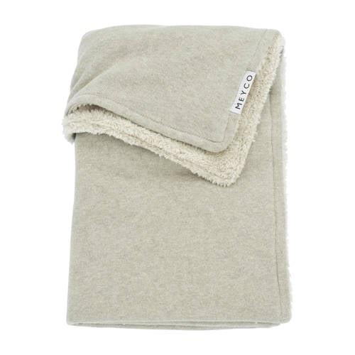 Meyco reversible baby wiegdeken Knit Basic Teddy 75x100 cm Sand Melang...