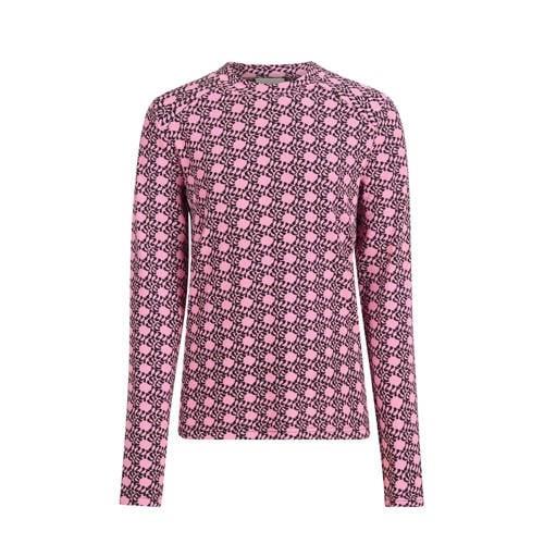 Shoeby longsleeve met all over print roze/zwart Meisjes Katoen Ronde h...