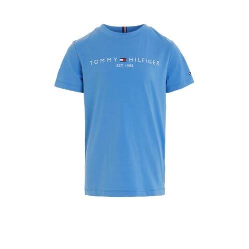 Tommy Hilfiger T-shirt met logo blauw Jongens/Meisjes Katoen Ronde hal...