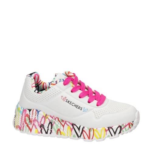 Skechers Uno Light sneakers wit/multi Meisjes Imitatieleer Hartjes - 3...