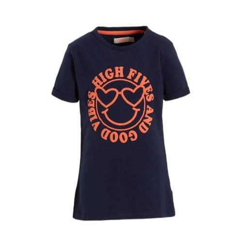 Orange Stars T-shirt Paulette met tekstopdruk donkerblauw Meisjes Kato...