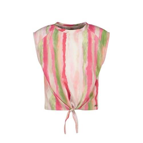 Raizzed T-shirt Helsa roze/wit/groen Meisjes Viscose Ronde hals Meerkl...