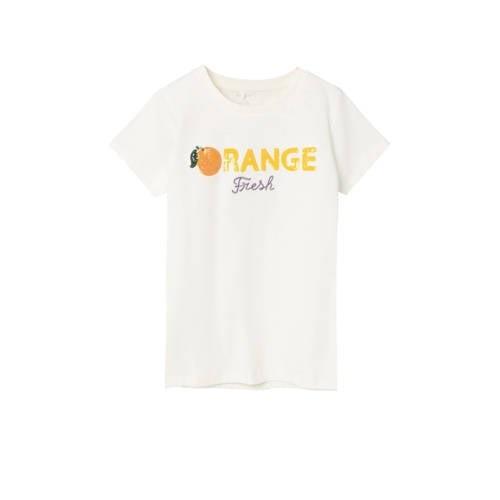 NAME IT KIDS T-shirt NKFDATRUNTE met printopdruk wit Meisjes Biologisc...