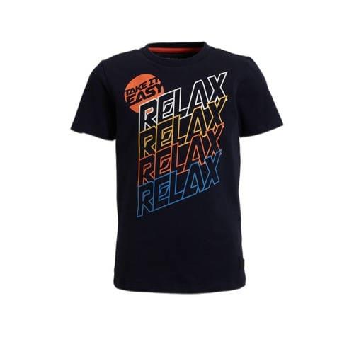Orange Stars T-shirt Pepe met tekstopdruk navy Blauw Jongens Katoen Ro...