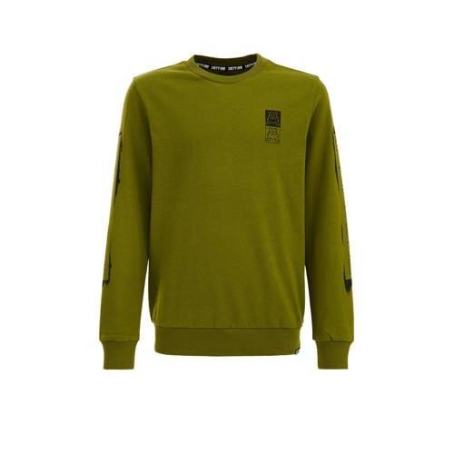 WE Fashion longsleeve met printopdruk groen Jongens Katoen Ronde hals ...