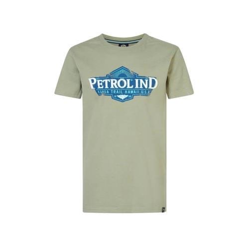 Petrol Industries T-shirt met logo lichtgroen Jongens Katoen Ronde hal...