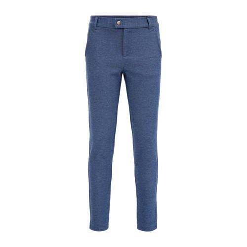 WE Fashion gemêleerde slim fit broek blauw Jongens Polyester Melée - 1...