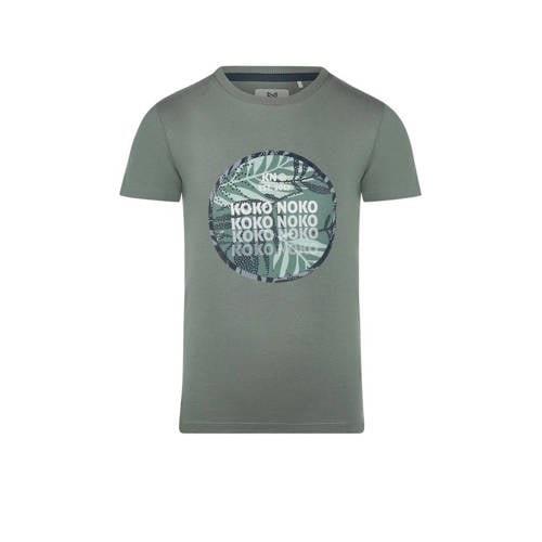 Koko Noko T-shirt met printopdruk groen Jongens Katoen Ronde hals Prin...