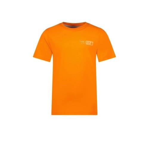TYGO & vito T-shirt Tijn met printopdruk oranje Jongens Biologisch kat...