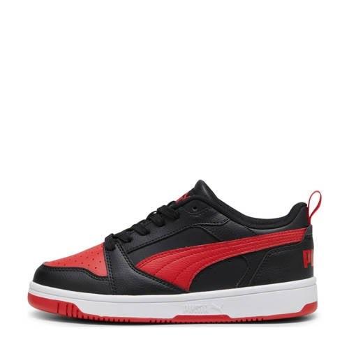 Puma Rebound v6 Low V6 Lo sneakers zwart/rood Jongens/Meisjes Imitatie...