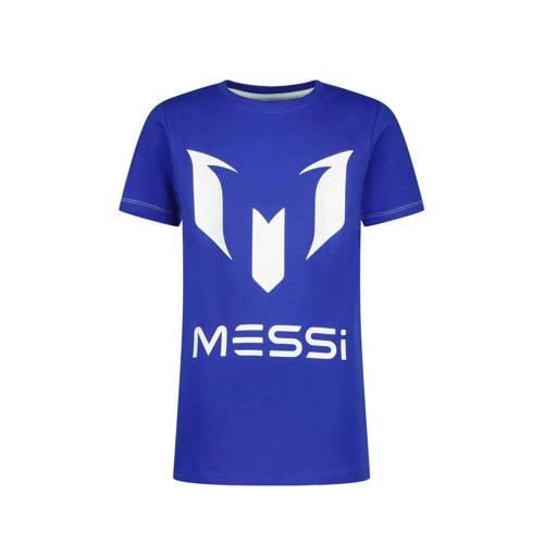 Vingino x Messi T-shirt met logo hardblauw/wit Jongens Stretchkatoen R...