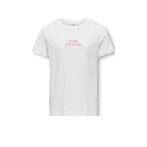 KIDS ONLY GIRL T-shirt KOGNUNA met tekst wit Meisjes Katoen Ronde hals...