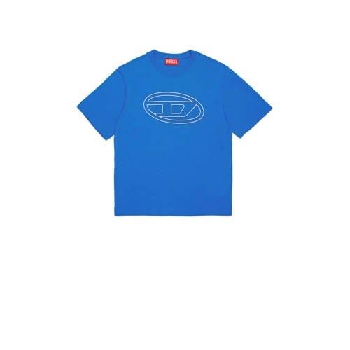 Diesel T-shirt met logo blauw Jongens Katoen Ronde hals Logo - 140