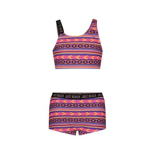 Just Beach crop bikini roze/oranje/zwart Meisjes Polyester All over pr...