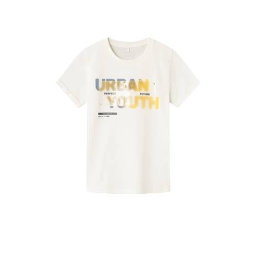 NAME IT KIDS T-shirt NKMDEFAN met printopdruk wit Jongens Katoen Ronde...