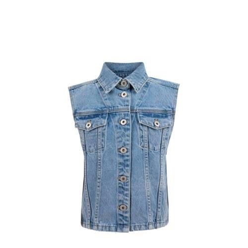 Shoeby gilet met backprint medium blue denim Blauw Backprint - 134/140