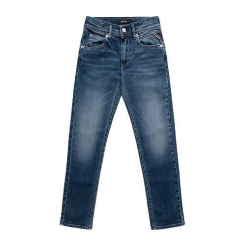 REPLAY slim fit jeans medium blue denim Blauw Effen - 140
