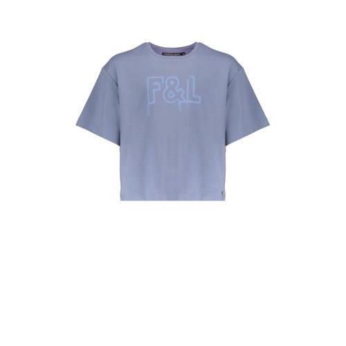 Frankie&Liberty T-shirt met tekst blauw Meisjes Katoen Ronde hals Teks...
