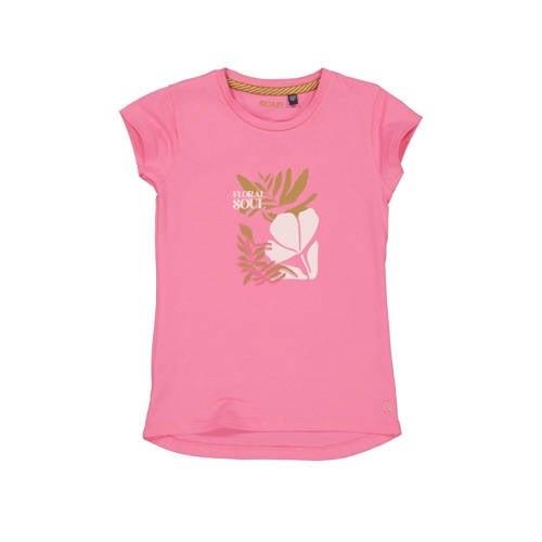 Quapi T-shirt BIBIAN met printopdruk roze Meisjes Katoen Ronde hals Pr...
