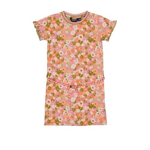 Quapi gebloemde T-shirtjurk BABETTE roze/oranje/groen Meisjes Katoen R...
