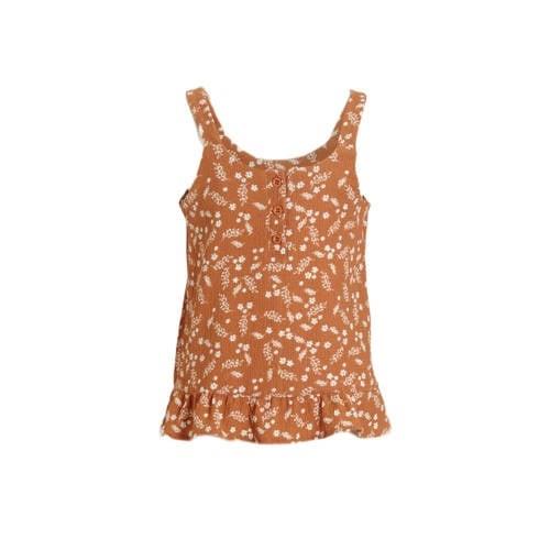anytime crinkle top met all over print lichtbruin Meisjes Polyester Ro...