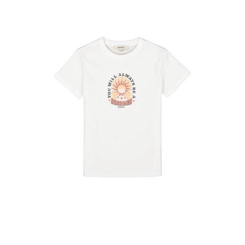 Garcia T-shirt met printopdruk wit/roze Meisjes Katoen Ronde hals Prin...