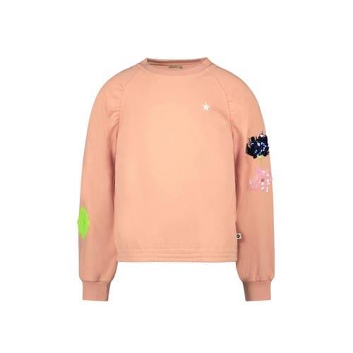 Like Flo gebloemde sweater zalmroze Bloemen - 110 | Sweater van Like F...