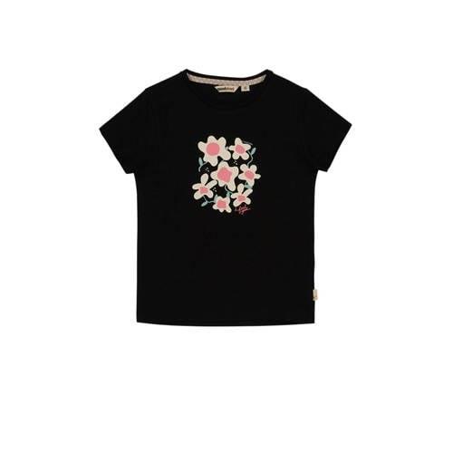 Moodstreet T-shirt met printopdruk zwart/roze Meisjes Stretchkatoen Ro...