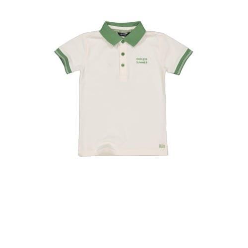 Quapi T-shirt BAUKE met backprint wit/groen Jongens Katoen Polokraag B...