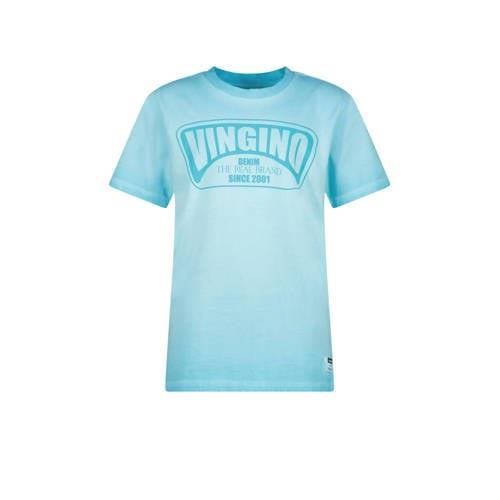 Vingino T-shirt Hapo met logo aquablauw Jongens Katoen Ronde hals Logo...