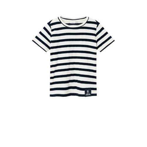 NAME IT KIDS gestreept T-shirt NKMDUNSTER donkerblauw/wit Jongens Kato...