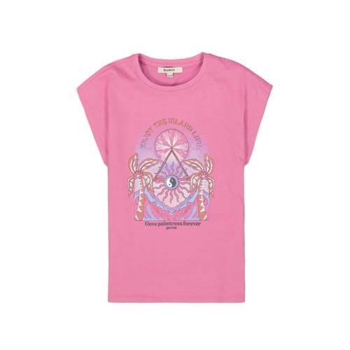 Garcia T-shirt met printopdruk roze/lila Meisjes Katoen Ronde hals Pri...