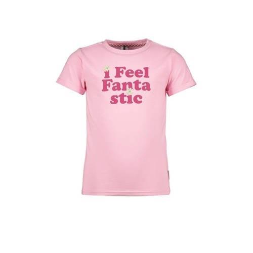 B.Nosy T-shirt met tekst zoetroze/fuchsia Meisjes Stretchkatoen Ronde ...