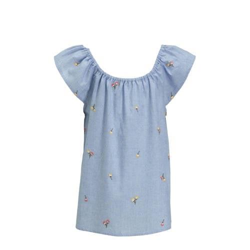 Me & My Monkey chambray top Polly lichtbkauw Blauw Meisjes Katoen Rond...