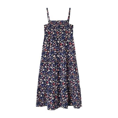 NAME IT KIDS maxi jurk NKFVINAYA met all over print donkerblauw/roze/w...