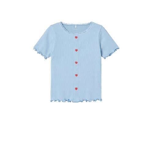 NAME IT KIDS T-shirt NKFFRAKKI lichtblauw Meisjes Biologisch katoen Ro...