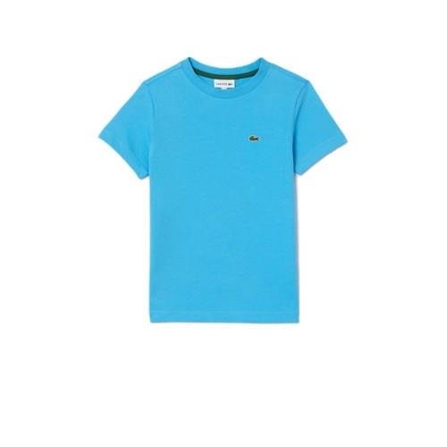 Lacoste T-shirt blauw Jongens Biologisch katoen Ronde hals Effen - 116