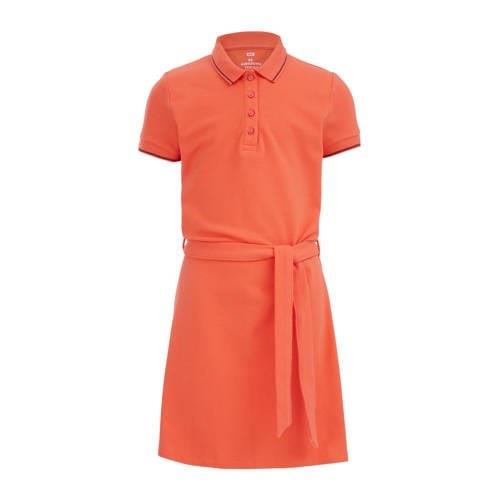 WE Fashion T-shirtjurk oranje Meisjes Biologisch katoen Polokraag Effe...