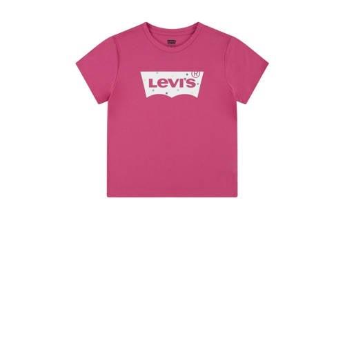 Levi's Kids T-shirt BATWING met logo fuchsia Roze Meisjes Biologisch k...