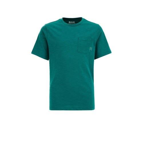 WE Fashion T-shirt donkergroen Jongens Biologisch katoen Ronde hals Ef...