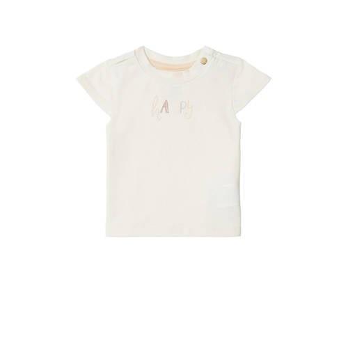 Noppies baby T-shirt Cottonwood met tekst wit Meisjes Biologisch katoe...