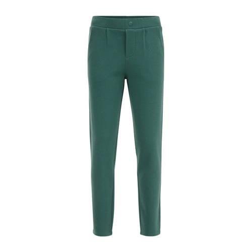 WE Fashion slim fit broek groen Jongens Katoen Effen - 92
