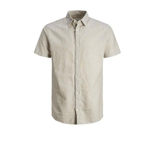 JACK & JONES JUNIOR overhemd JJELINEN BLEND beige Jongens Katoen Klass...