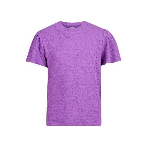 Shoeby T-shirt paars Meisjes Viscose Ronde hals Effen - 122/128