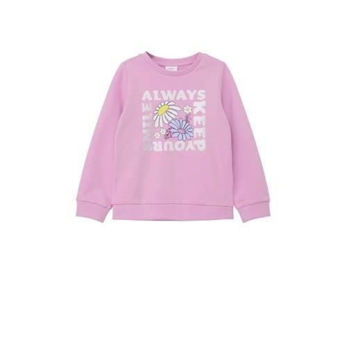 s.Oliver sweater met printopdruk roze Printopdruk - 140