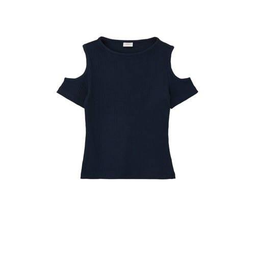 s.Oliver T-shirt donkerblauw Meisjes Stretchkatoen Ronde hals Effen - ...