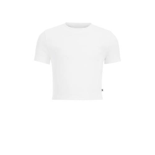 WE Fashion T-shirt wit Meisjes Katoen Ronde hals Effen - 158/164